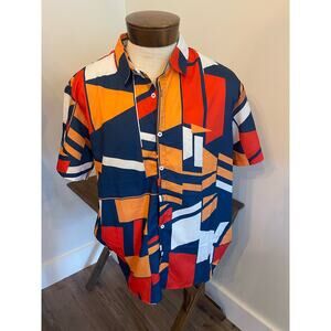 Incerun Geometric Print Button Down Size XL